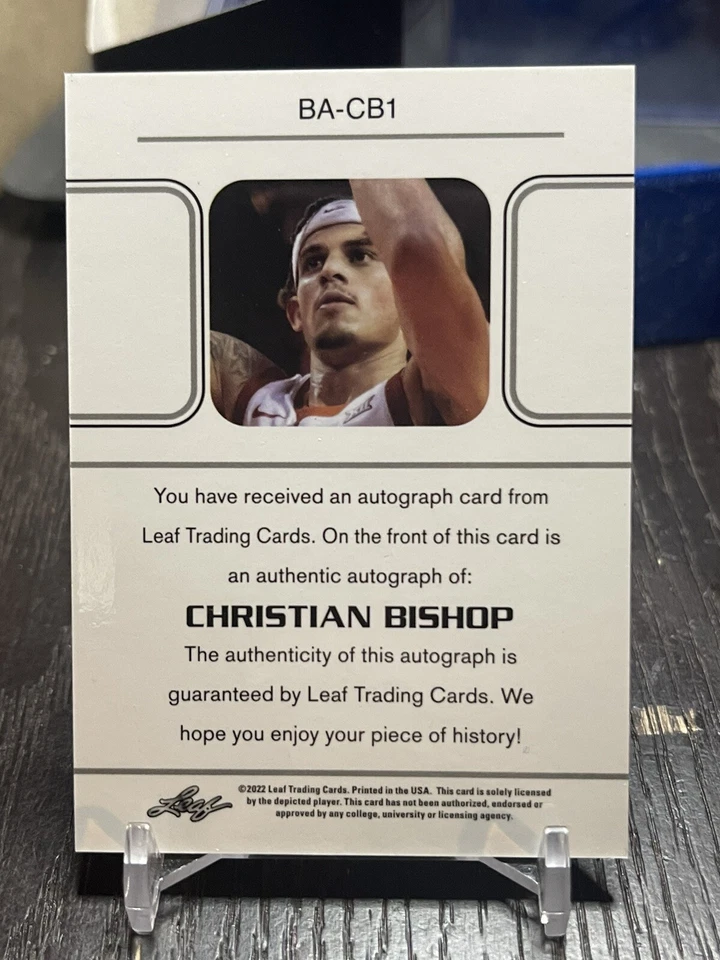 2021-22 Leaf Memories Christian Bishop RC Auto Platinum Parallel #/99 #BA-CB1 - Image 2 of 2