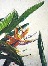 Large original painting bird of paradise oil on canvas 30x40"