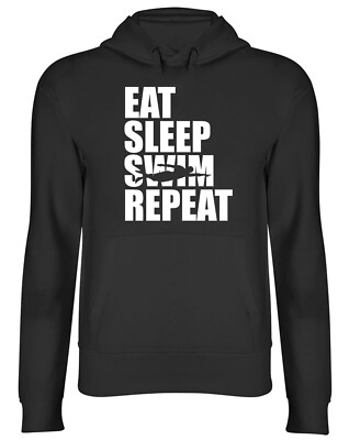 Eat Sleep Swim Repeat Hoodie Mens Womens Funny Swimming Top Gift