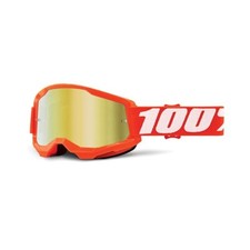 MASCHERA 100% STRATA 2 ORANGE LENTE A SPECCHIO ORO OCCHIALI MOTO OFF ROAD
