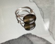 Beautiful Black Wire Wrapped Handmade Silver Ring Size 3.0