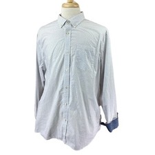 Banana Republic Men's Standard Fit Soft Wash Flip Cuff Red Blue Print Shirt XL