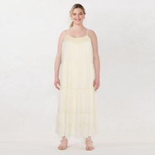 Plus Size LC Lauren Conrad Crochet-Yoke Tiered Maxi Dress (New W/Tags)(Ret. $78)
