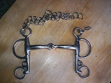 Used  Stainless Jointed Pelham Snaffle Bit 4 3/4" Mouth SS Curb