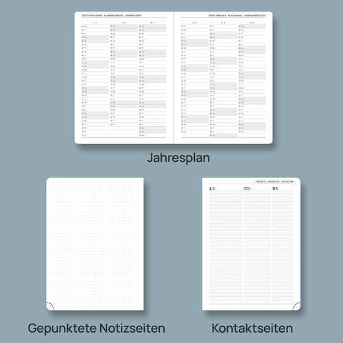 Kalender 2025 Buchkalender Softcover Kunstleder A5 Wochenplan Notizbuch - Bild 7 von 9