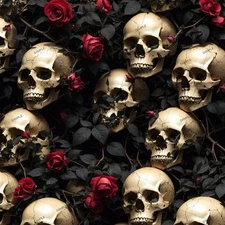 Skulls in the Rose Bush - 18"x46" Hydrographic Film Hydro Dipping