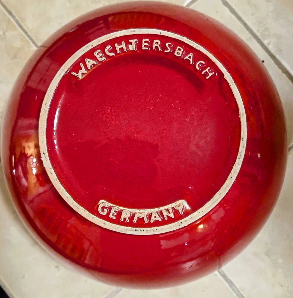 Waechtersbach 1980 rojo cereza 5,5 cuartos de galón ensaladera 11,5"x6" de Alemania Foto 2 de 4
