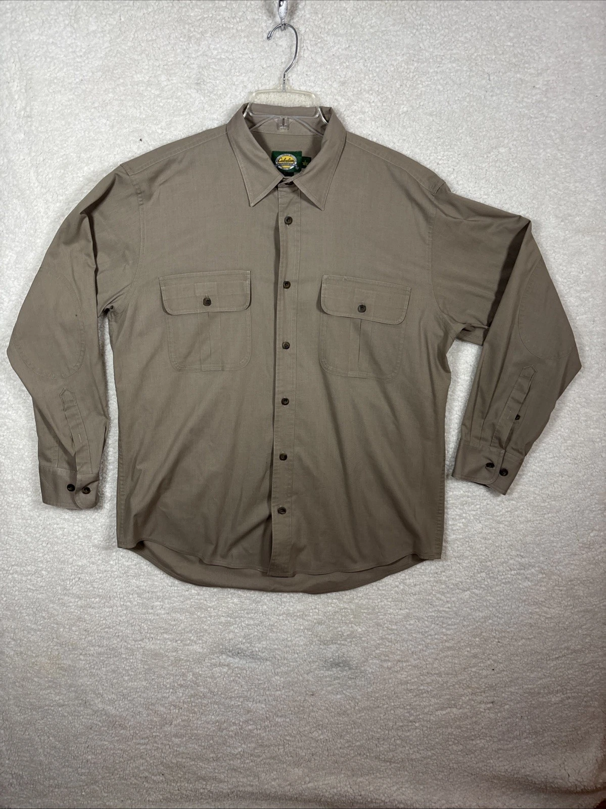 Cabela's Shirt Mens Button Down Shirt Large Regular Khaki Long Sleeves