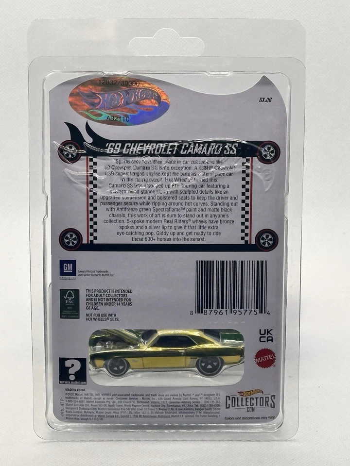 Chevrolet Camaro SS SSPECTRAFLAME ANTICONGELANTE RLC 12832/30000 HOT WHEELS RLC '69 Foto 3 de 4