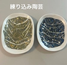 Nerikomi Pottery Mini Plates Set of 2 14cm Handcrafted Unique Art Collection