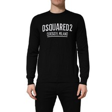 DSQUARED2 Maglione Nero Logo Maglia Girocollo Uomo Pullover IT48/US38/M 680usd