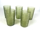 5 Vintage Anchor Hocking Soreno Avocado Glass Tumblers 12 Oz.