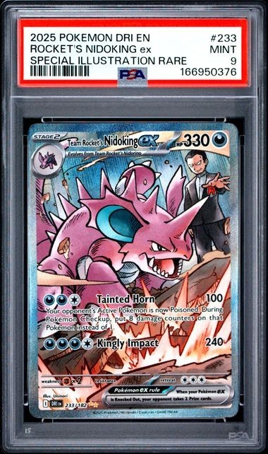 PSA 9 Team Rocket's Nidoking EX 233/182 Pokemon Destined Rivals SIR