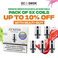 Innokin Zenith Plex3D 0.48 Ohm Coils  13-16 Watts Pack Of 5 Coils  Fast Dispatch