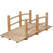 Ponte in Legno per Giardino Con Ringhiera Ponte Decorativo 150X67X55Cm, Naturale