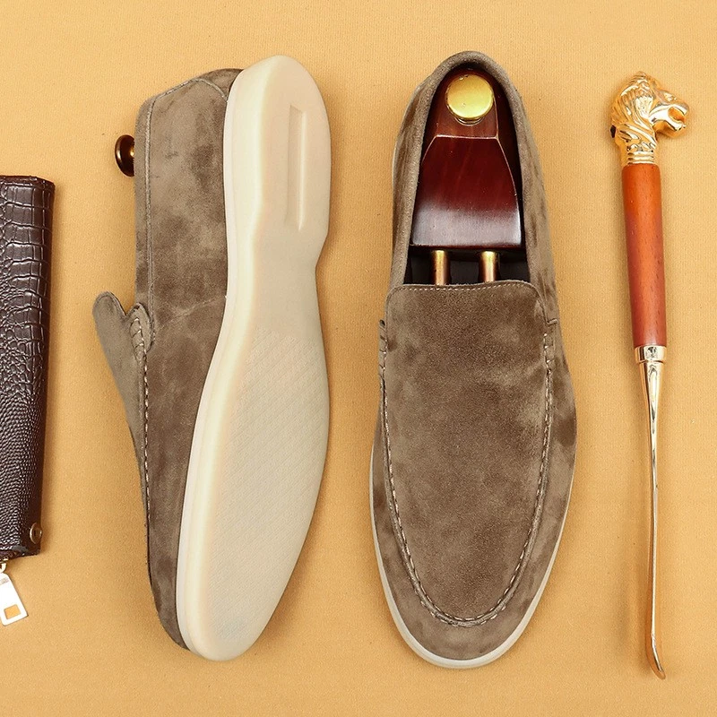 Sapatos masculinos de couro camurça couro genuíno negócios lazer sapatos finos para dirigir - Imagem 4 de 4