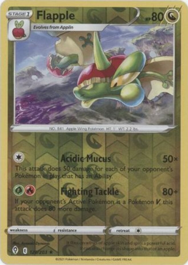 4x Lightly Played Flapple - 120/203 - Rare - Reverse Holo Pokemon Evolving Skies
