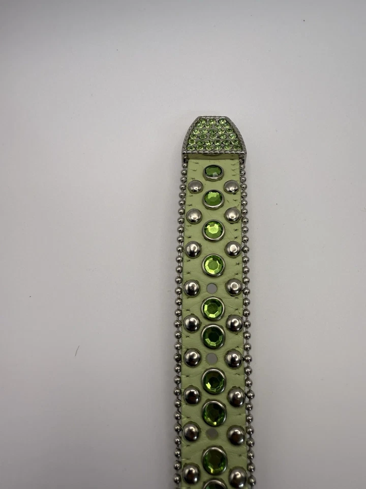 Christine Alexander со стразами с заклепками зеленый кожаный ремень западный стиль размер XL - Изображение 4 из 4