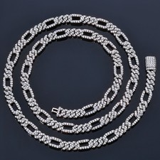 7MM Men's Cuban Chain Stainless Steel Diamond Necklace Hip Hop Fashion Bracelet