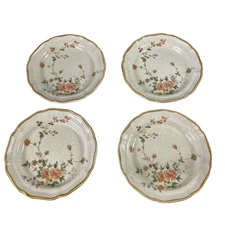 Mikasa Garden Club Silk Bouquet EC463 Stoneware Soup Plates Set Of 4 Floral 7.5"