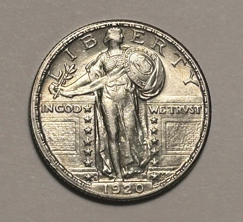 1920 S STANDING LIBERTY QUARTER AU-BU / SHARP COIN