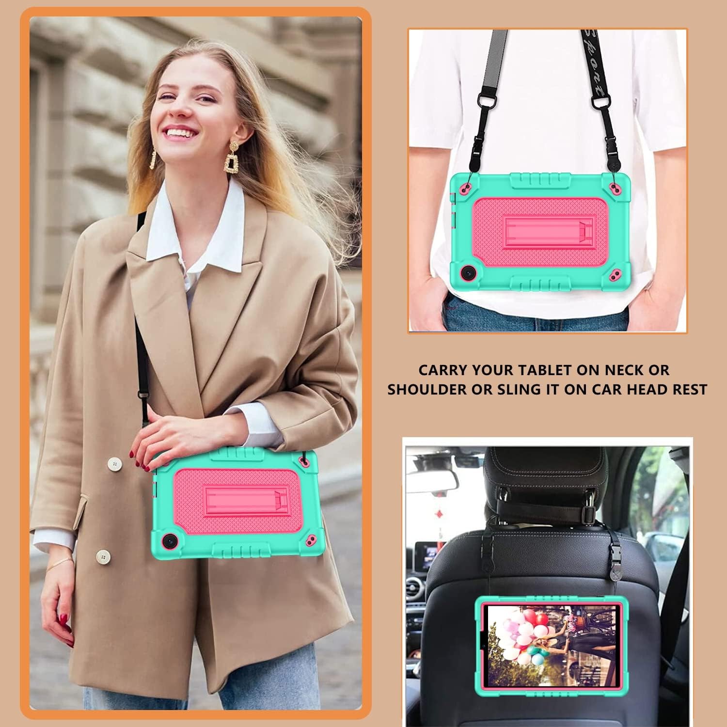 for TCL TAB 8 Plus 8 LE Tablet Case Shockproof Kids Friendly GreenPink 