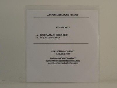 RAY DAR VEES HEART ATTACK (H1) 2 Track Promo CD Single including White Sleeve SE