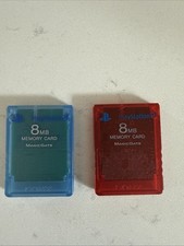 Sony PS2 Memory Card Lot Blue Red Lot Set Clear Official PlayStation 2 8MB
