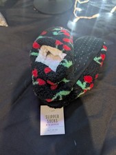 Cherry Sock Slipper With Grippers