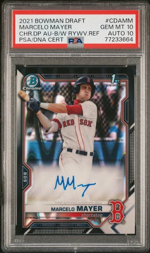 2021 Bowman Draft Marcelo Mayer Chrome Black & White Raywave Auto PSA 10/Auto 10
