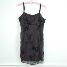 Vintage Y2K Mini Dress Square Neck Velvet Burnout Whimsigoth Grunge Goth Size 9
