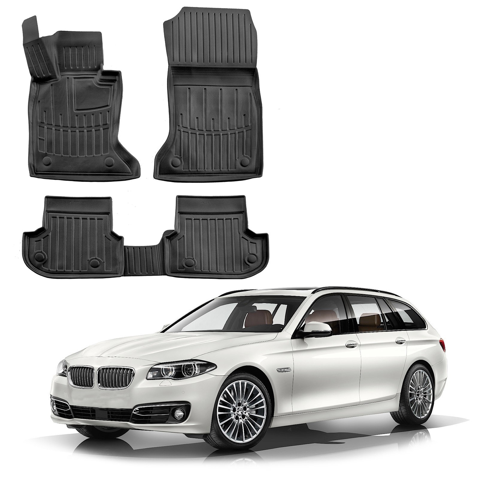 Tapis de sol BMW Série 5 F10 F11 caoutchouc 3D auto étanche sur mesure