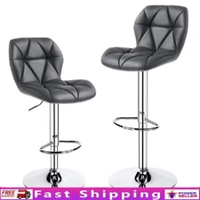 Adjustable Swivel Bar Stool Set of 2 Mid Back Ergonomic Kitchen Counter Chair US
