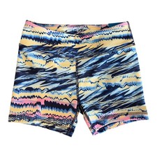 DSG Girls Momentum Mid-Rise Shorts Blue Yellow Abstract Print Size M 10-12 NWT