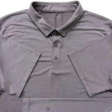 Lululemon Polo Men's S Pink Polyester Striped Evolution Performance Stretch Golf
