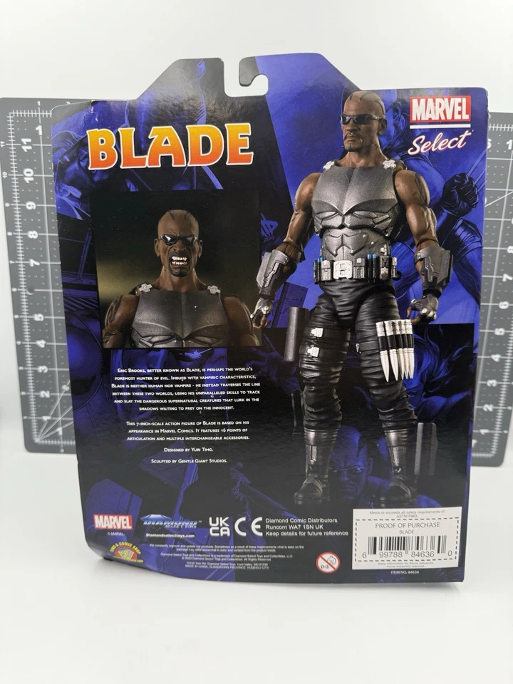 Figura de acción Marvel Select Blade (Eric Brooks) Cazador de vampiros 7" (¡Paquete casi nuevo!) Foto 3 de 4