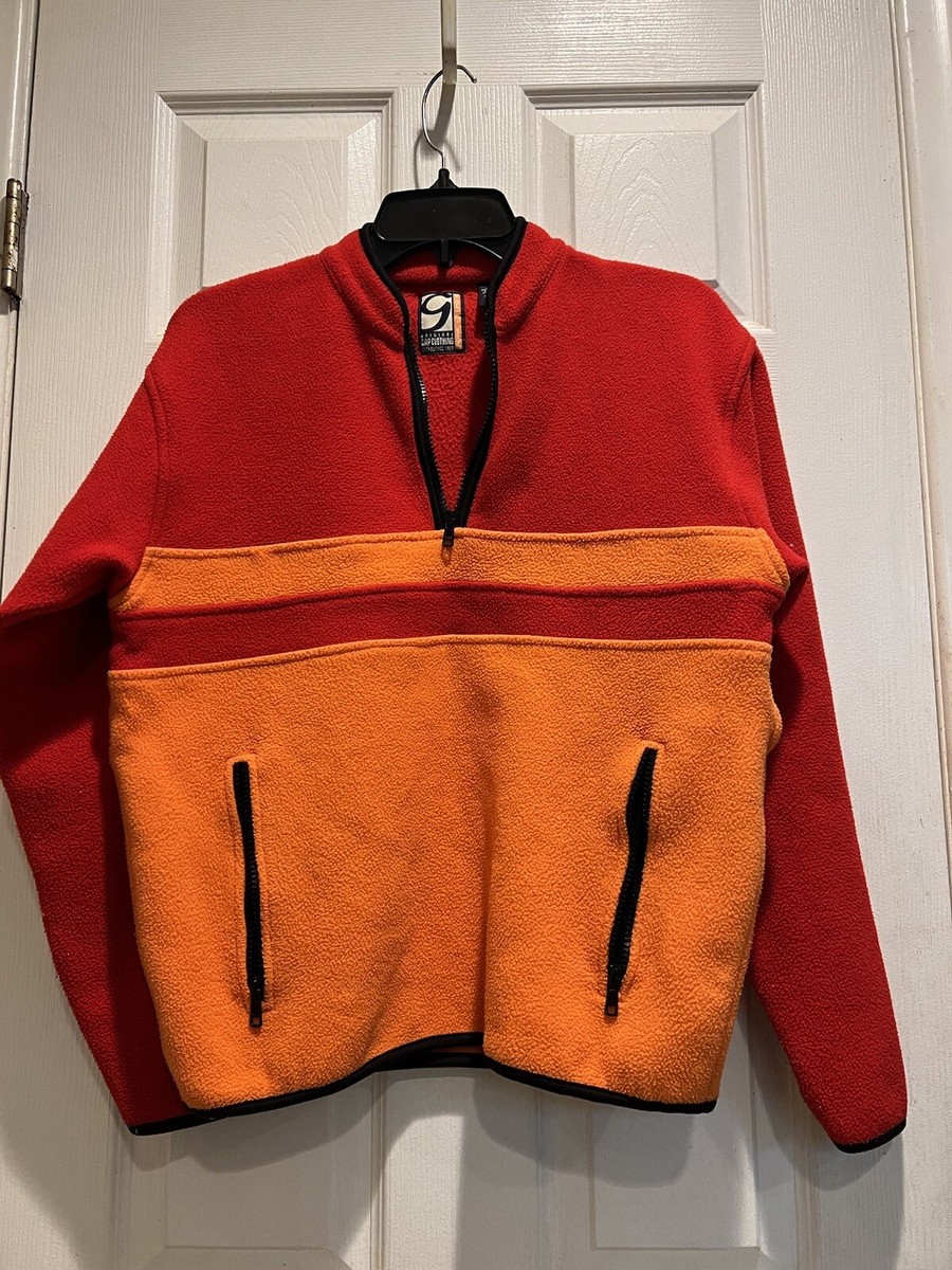 Gap Y2K Men's Vintage YKK 1/4 Zip Red/Orange Color Block