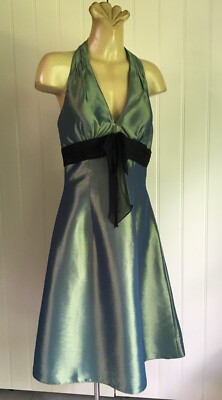 Halter neck DRESS Green Angeline Sz 14 NWT Evening Wedding Party Cocktail