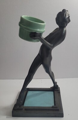 Frankart Art Deco T334 Figure Standing Lady Smokers Set Nude Female 12.