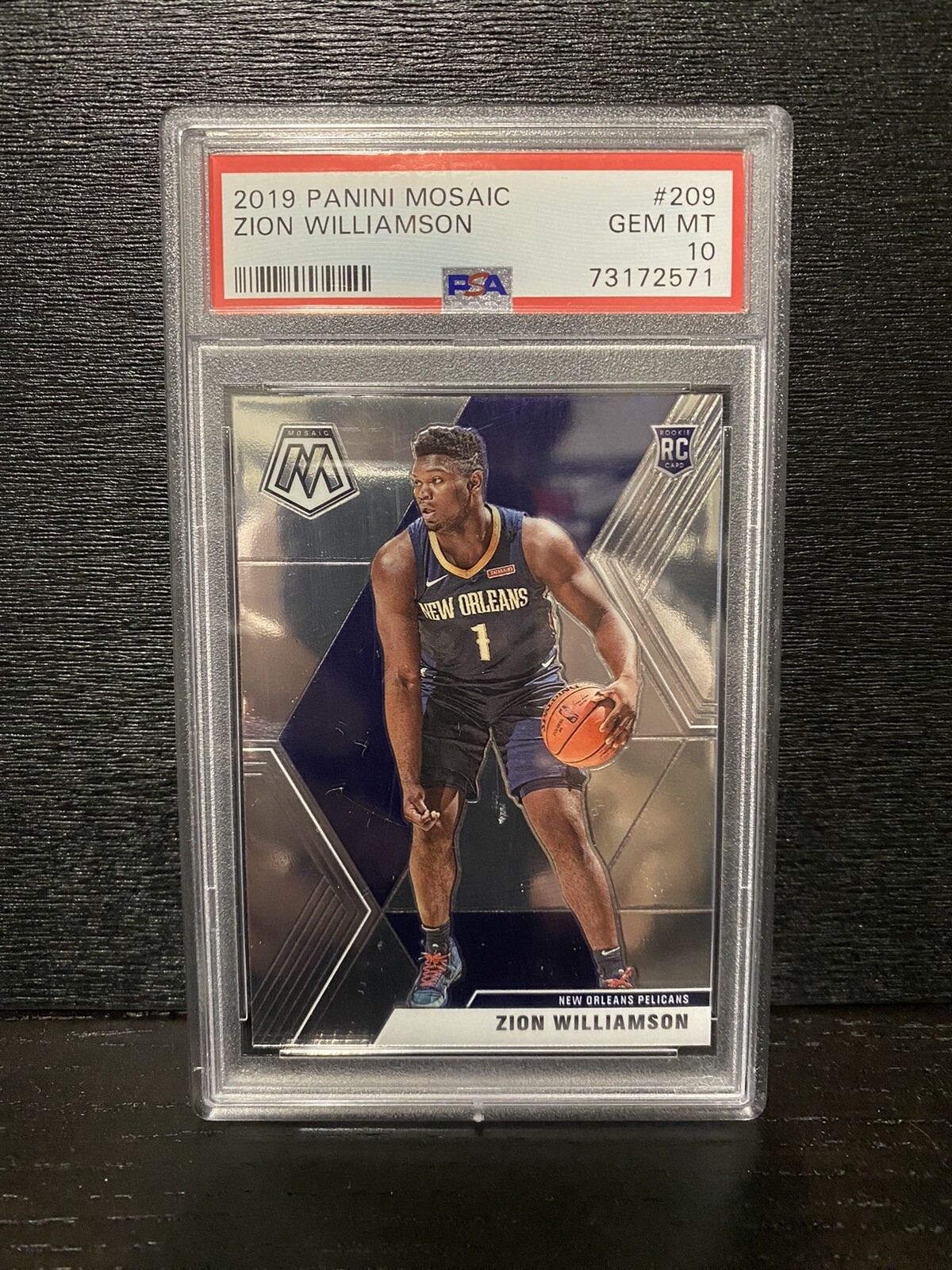 2019 PANINI MOSAIC #209 ROOKIE RC ZION WILLIAMSON - PSA 10 - PELICANS
