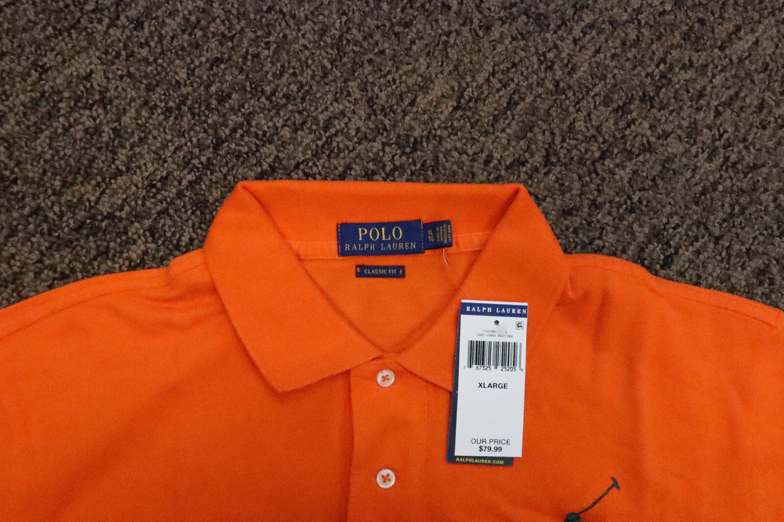 Polo Ralph Lauren Mens Classic Fit Polo Shirt BIG PONY Orange XL