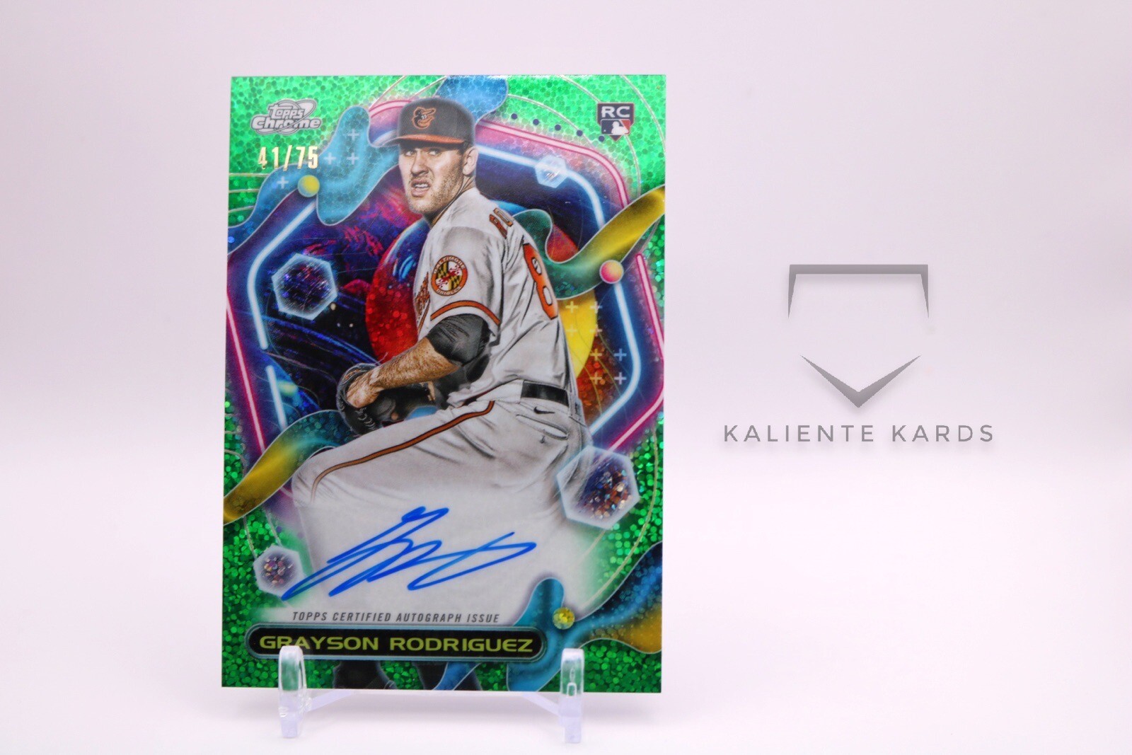 2023 Topps Cosmic Chrome Grayson Rodriguez Auto Green Space Dust/75 RC