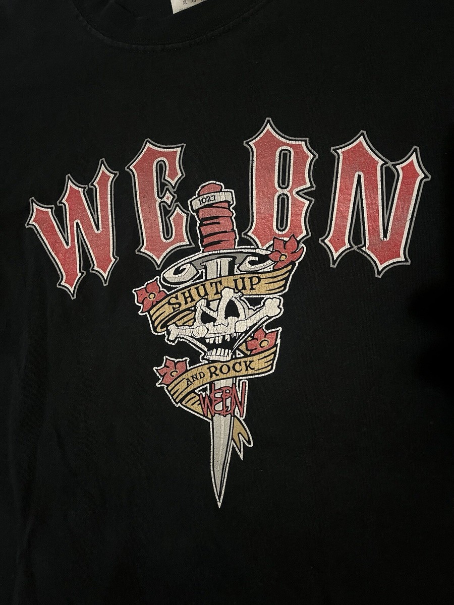Vintage WEBN T-shirt Size XL Shut Up And Rock Black Mens