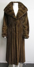 Nafa Mink Fur Mahogany Shawl Collar Full Length Coat Womens Sz 4
