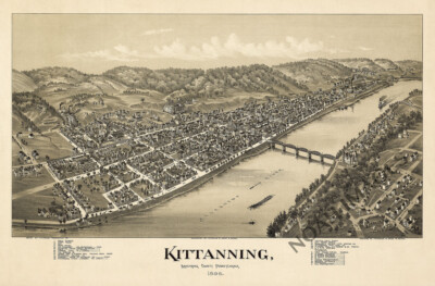 Panoramic Map of Kittanning Pennsylvania 16x24