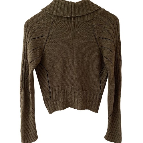 Weekend Max Mara Olive Green Mary Jane Wool Blend Pintuck Cardigan Size Small - Picture 2 of 11