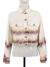 Denim Jacket Tie Dye Cropped New Look White Multicolor Jean Cotton Size Uk 10