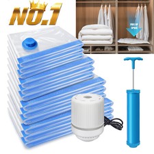Vacuum Storage Bags with Hand / Electric Pump (12-Pack) Space-Saving Vacuum Bags
