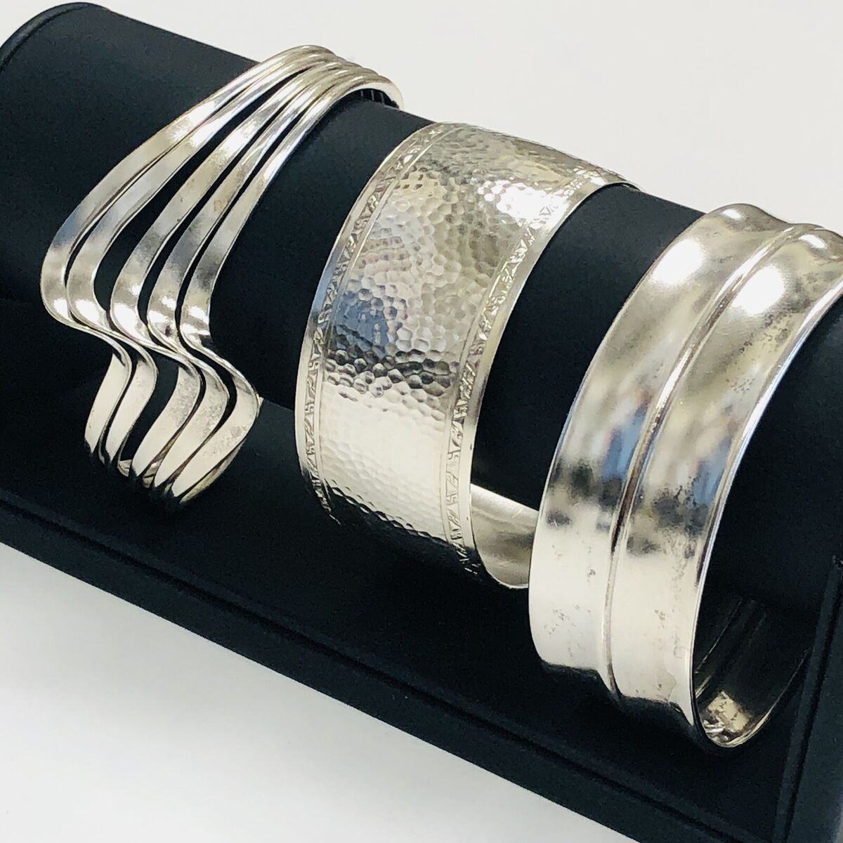 Vintage Lot of 3 Sterling Silver 925 Wide Cuff Bracelets Vintage Lot of 3 Sterling Silver 925 Wide Cuff Bracelets