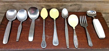 Vintage MCM Mixed Lot Of 9 Baby First Years Spoons  Silverplated Baby Fork